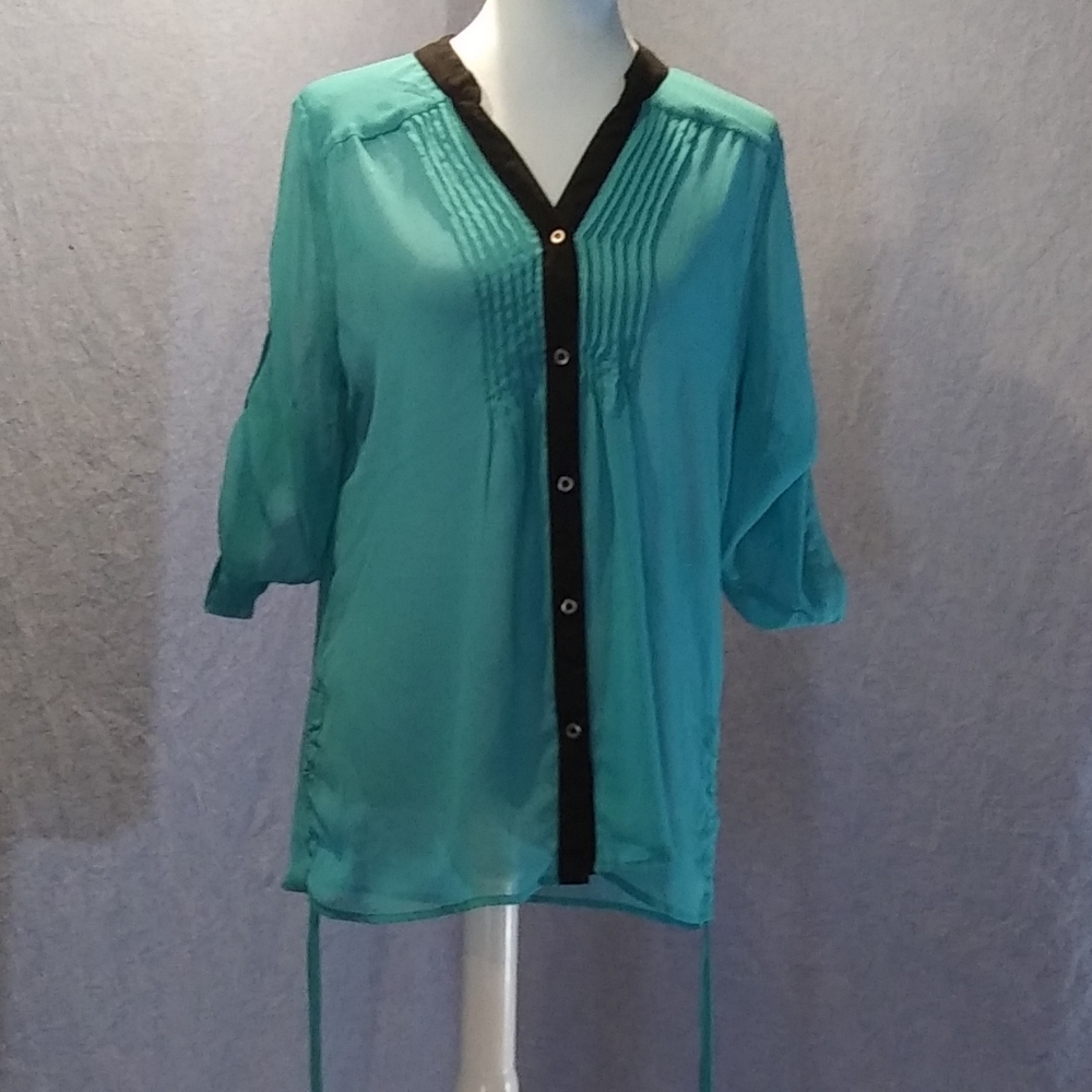 Vanity Teal Sheer Chiffon Top